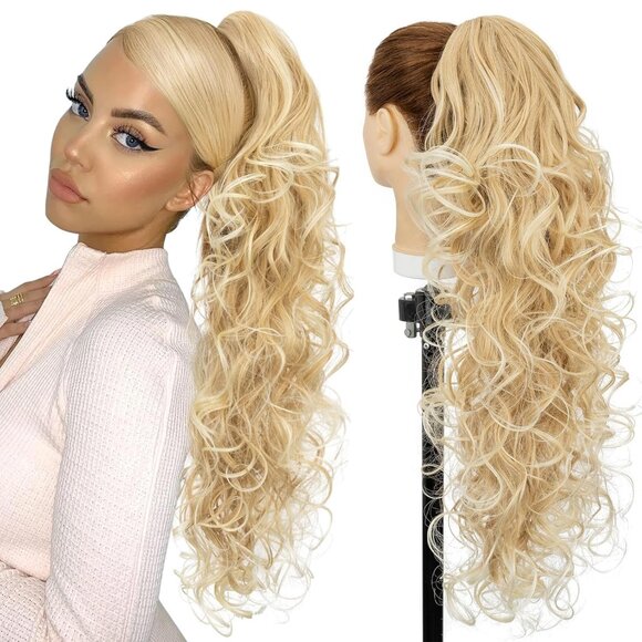 Other - Claw Clip Ponytail Hair Extensions Synthetic Curly Wavy 24 Inch for Women